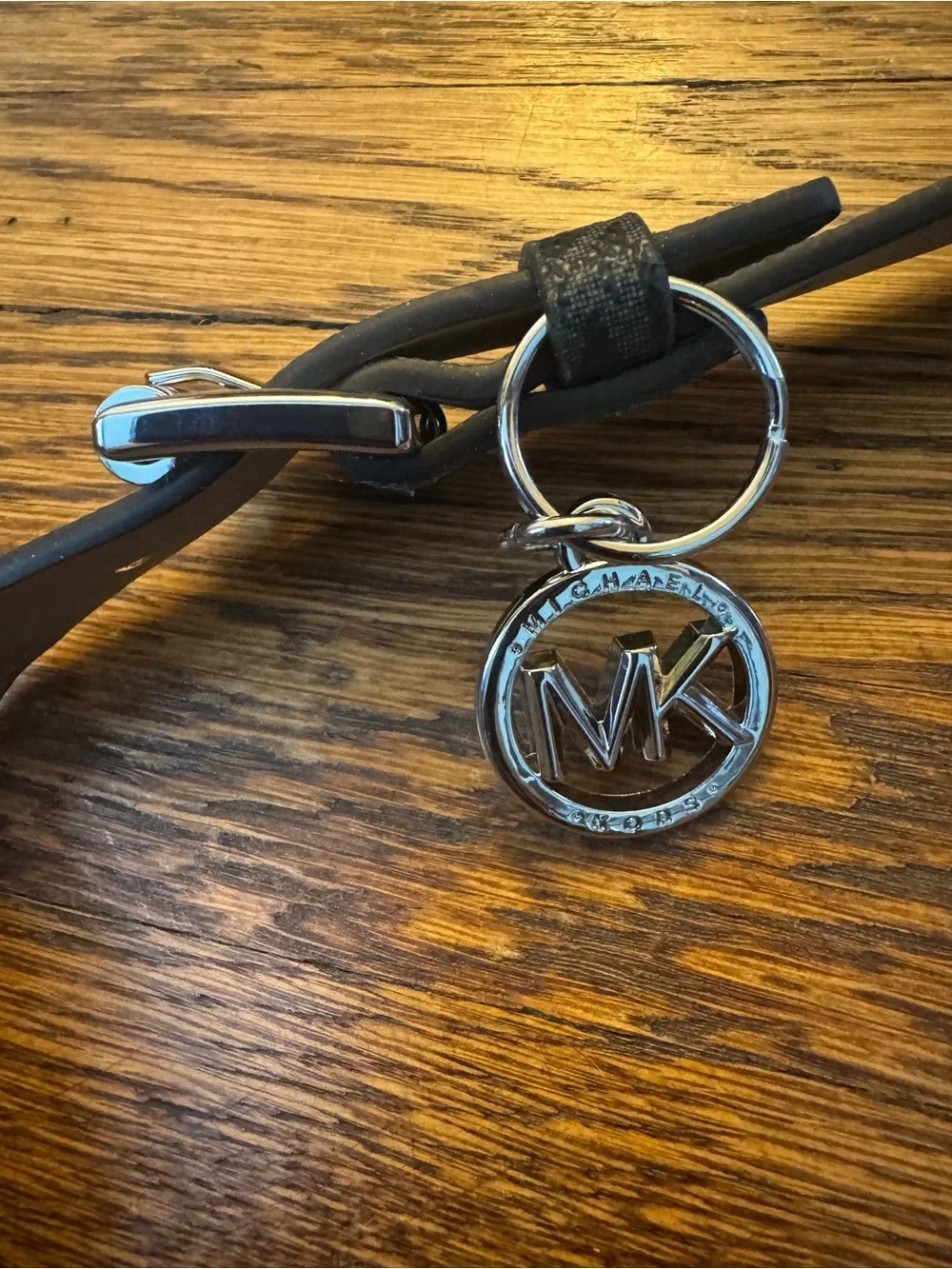 Michael Kors Black Crossbody Belt Bag with Gray and White Racing Stripe